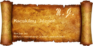 Macskásy József névjegykártya