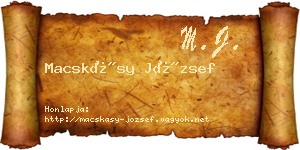 Macskásy József névjegykártya